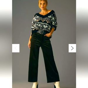 The Colette Crop Wide-Leg Cords by Maeve 29 Black